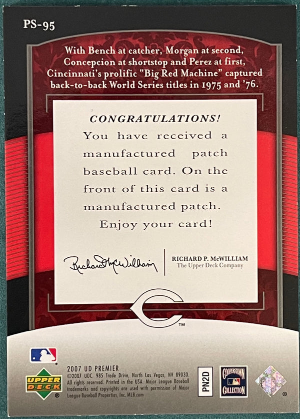 Johnny Bench Tony Perez Joe Morgan Dave Concepcion UD Premier Stitchings Card