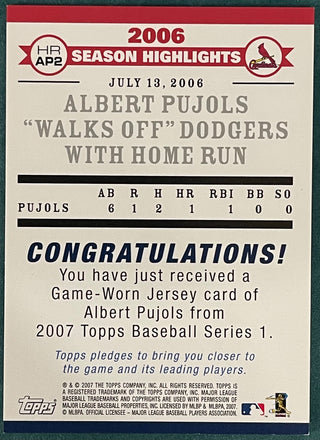 Albert Pujols 2007 Topps Game Worn Jersey Card