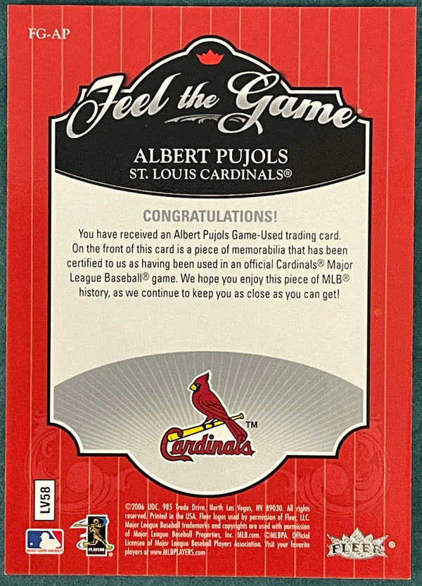 Albert Pujols 2006 Fleer Ultra Feel the Game Jersey Card