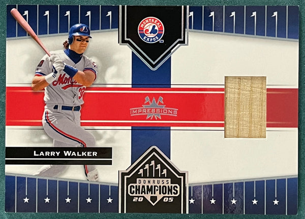 Larry Walker 2005 Donruss Champions Game Used Bat Card