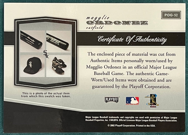 Magglio Ordonez 2002 Playoff Game Used Bat Card