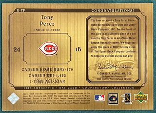 Tony Perez 2001 Upper Deck Cooperstown Collection Bat Card