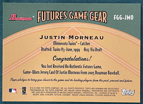 Justin Morneau 2005 Bowman Game Used Jersey Card