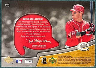 Josh Hamilton 2007 Autographed Sweet Spot Signature Card