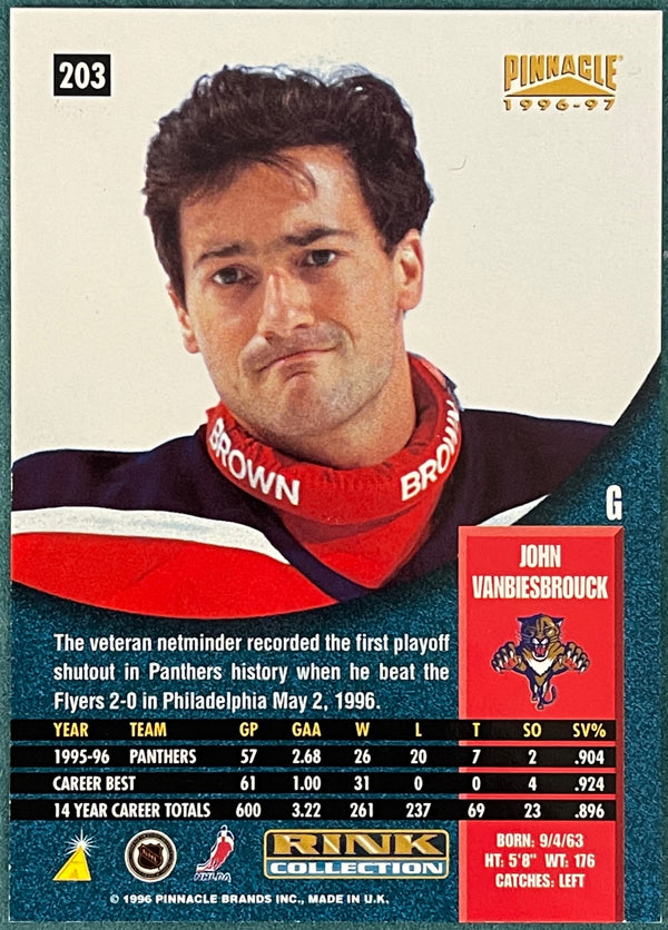 John Vanbiesbrouck Autographed 1996-97 Pinnacle Card