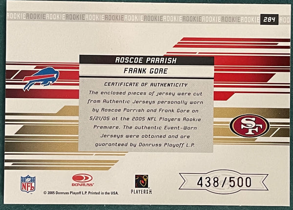 Roscoe Parris Frank Gore 2005 Donruss Rookies & Stars Jersey Card #438/500