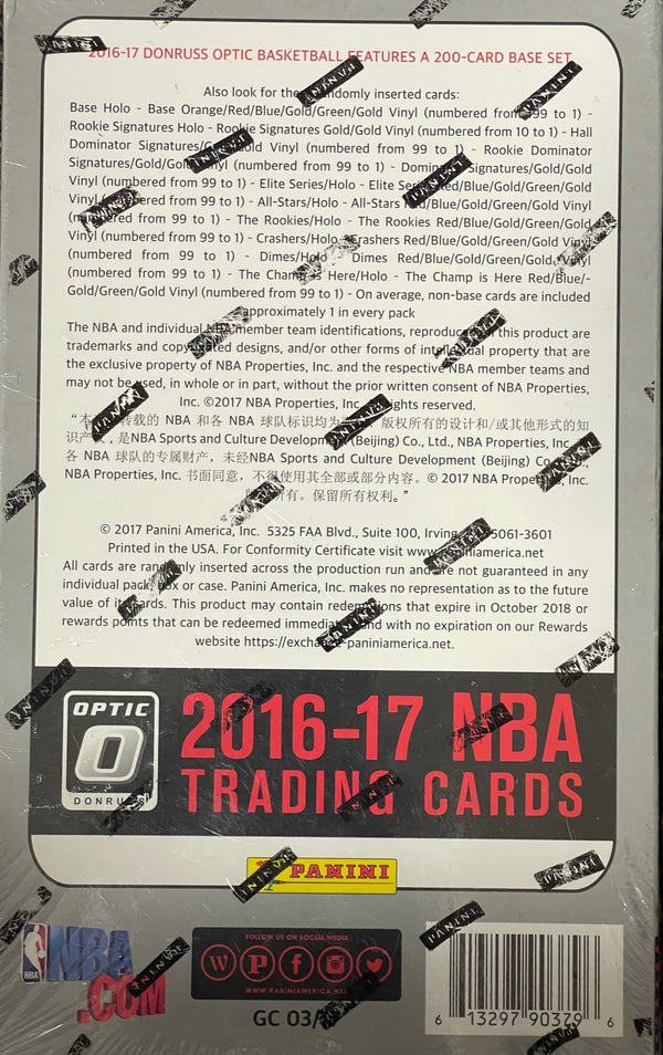 2016-17 Donruss Optic NBA Basketball Factory Sealed Hobby Box