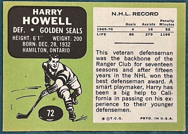 Harry Howell Autographed 1970-71 Topps Card