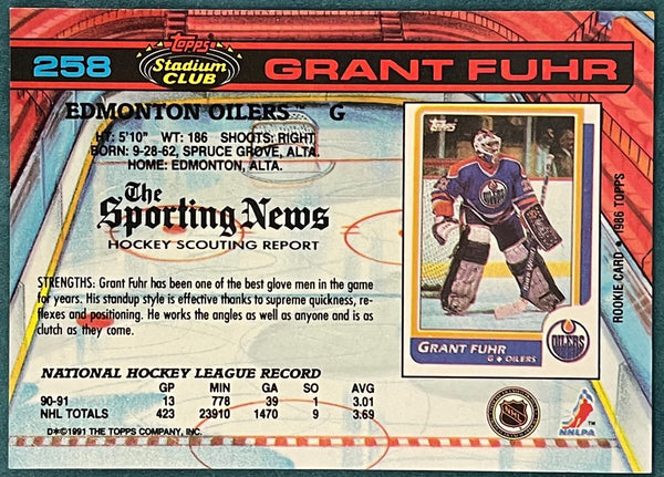 Grant Fuhr Autographed 1991-92 Topps Stadium Club Card