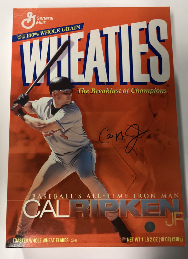 Cal Ripken Jr. 2001 Signed Wheaties Baseball's All-Time Iron Man Cereal Box (Beckett)