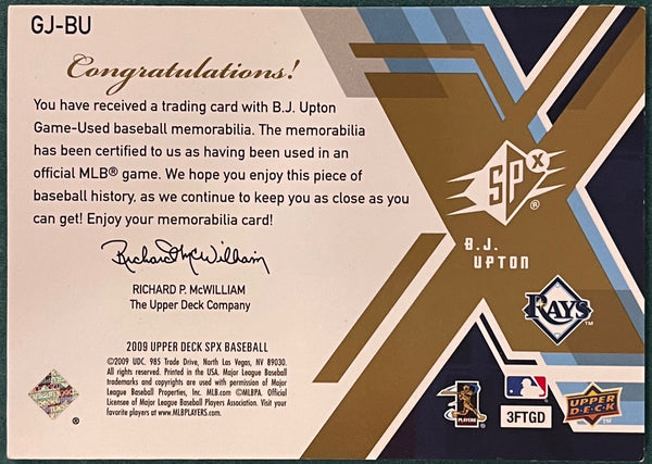 B J Upton 2009 Upper Deck SPx Jersey Card