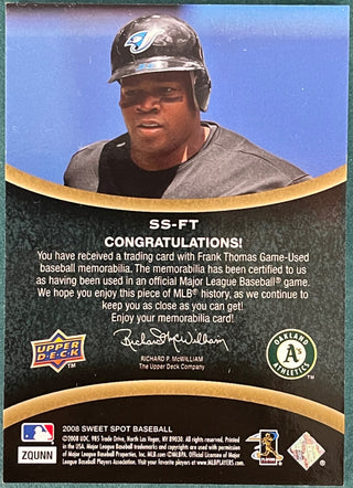 Frank Thomas 2008 Upper Deck Sweet Spot Game Used Jersey Card