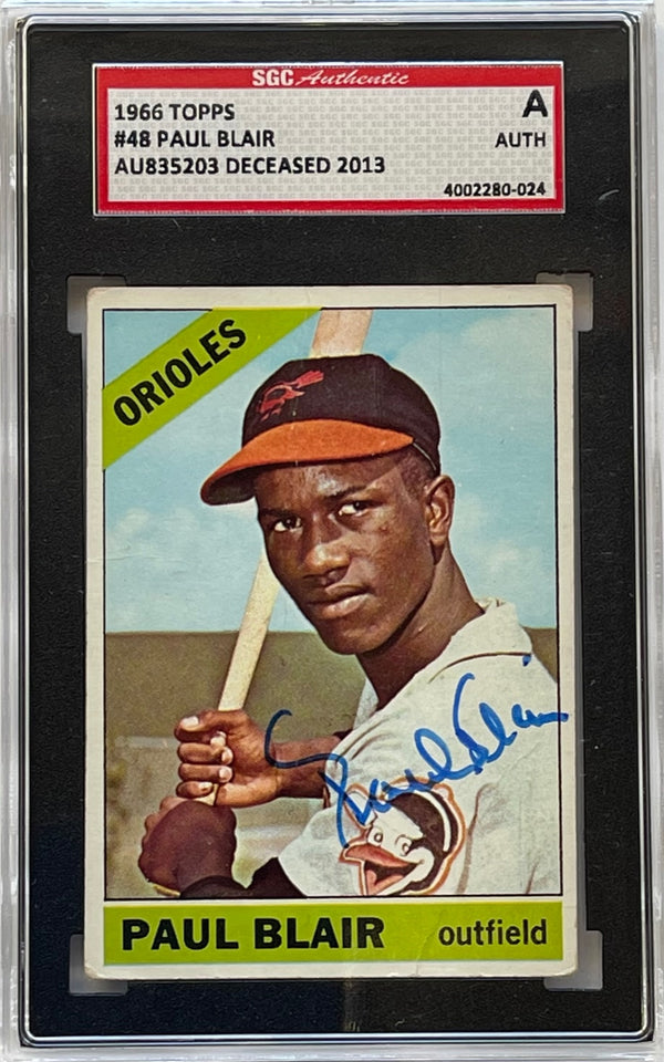 Paul Blair Autographed 1966 Topps Card #48 (SGC)