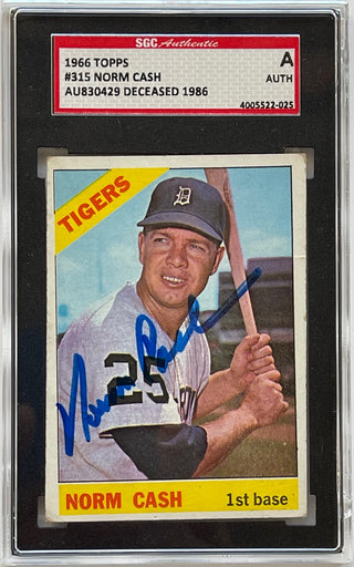 Norm Cash Autographed 1966 Topps Card #315 (SGC)