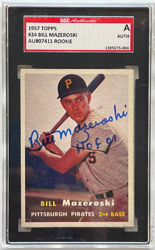 Bill Mazeroski Autographed 1957 Topps Rookie Card #24 (SGC)