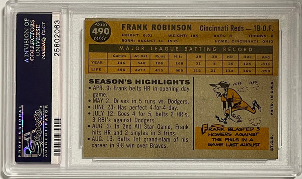 Frank Robinson Autographed 1960 Topps Card #490 (PSA)