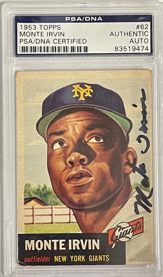 Monte Irvin Autographed 1953 Topps Card #62 (PSA)