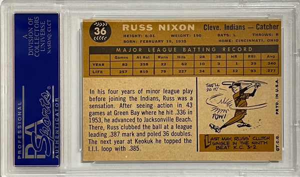 Russ Nixon Autographed 1960 Topps Card #36 (PSA)