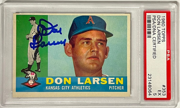 Don Larsen Autographed 1960 Topps Card #353 (PSA)