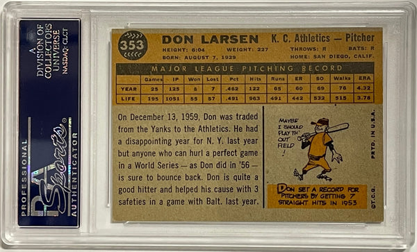 Don Larsen Autographed 1960 Topps Card #353 (PSA)