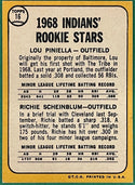 1968 Topps Rookie Stars Lou Piniella & R Scheinblum Card