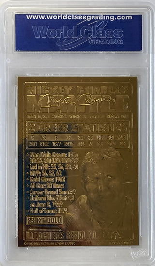 1996 Mickey Mantle 23K Gold Card Graded Gem-Mint 10