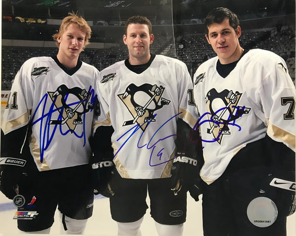 Evgeni Malkin Jordan Staal and Ryan Whitney Autographed 8x10 Photo