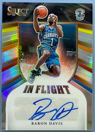 Baron Davis 2020-21 Panini Select basketball In Flight Gold Prizm Signed card 247 /249