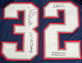 Antowain Smith "2x SB Champ, XXXVI & XXXVIII" Autographed New England Patriots Custom Jersey (JSA)