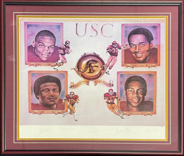 USC Trojans Heisman Trophy Winners Autographed Framed Litho (JSA)