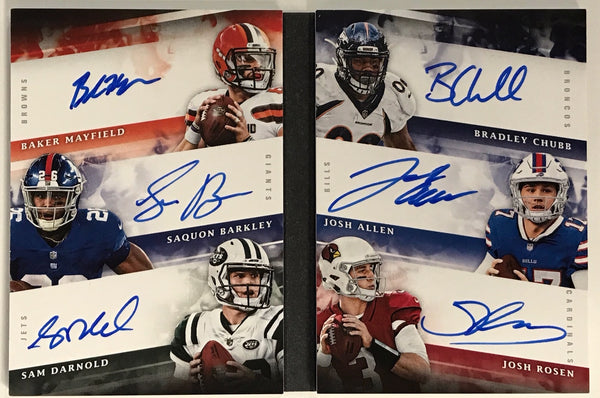 Baker Mayfield Saquon Barkley S. Darnold B.Chubb J.Allen & J.Rosen 2018 Panini Origins Rookie Card