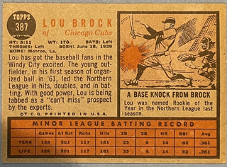 Lou Brock 1962 Topps Baseball Card #387