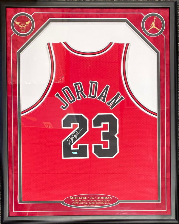 Michael Jordan Autographed Framed Chicago Bulls Jersey (UDA)