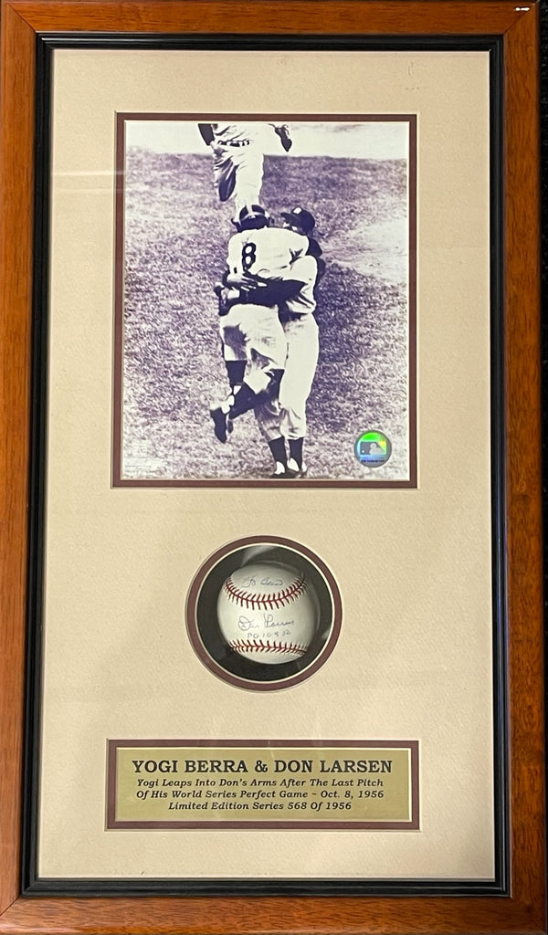 Don Larsen & Yogi Berra Signed Baseball Shadowbox