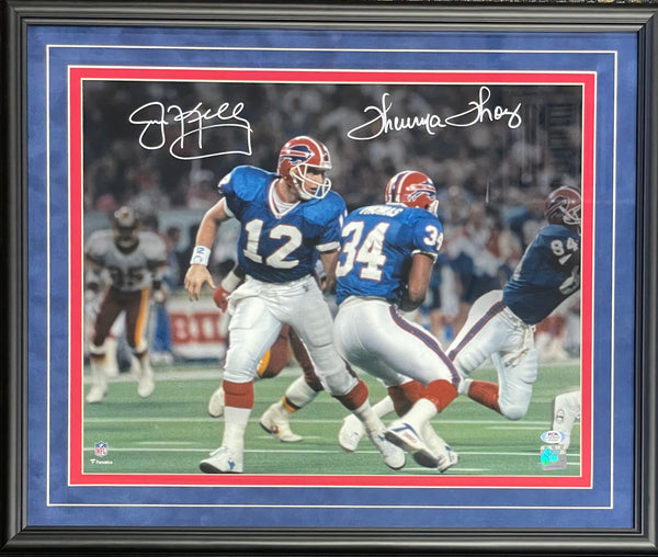 Jim Kelly & Thurman Thomas Autographed Framed 16x20 Photo (PSA)