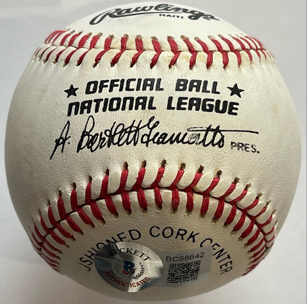 Warren Spahn Autographed Official National League Baseball (Beckett)