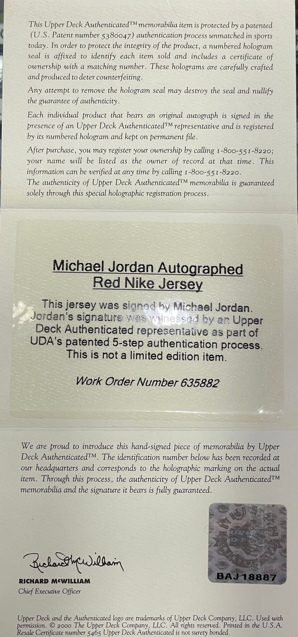 Michael Jordan Autographed Framed Chicago Bulls Jersey (UDA)