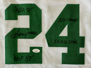 Sam Jones Autographed Boston Celtics Custom XL Jersey (JSA)