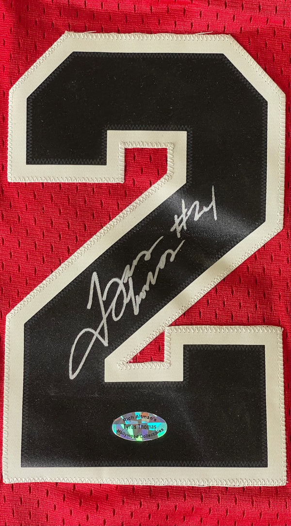 Tyrus Thomas Autographed Red Swingman Adidas Basketball Jersey