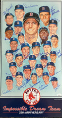 Boston Red Sox Hall Of Famers & Stars Signed Color Print (JSA)