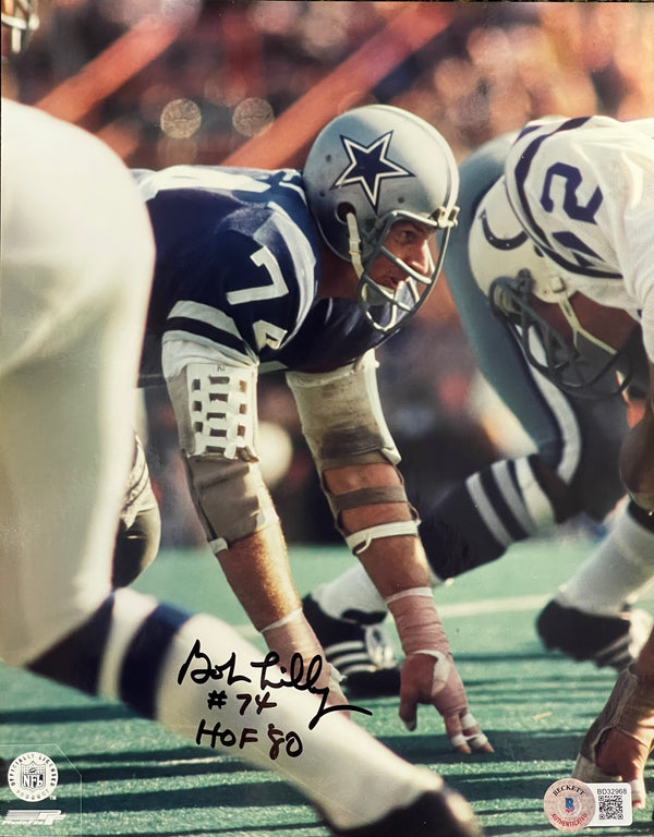 Bob Lilly Autographed 8x10 Footballo Photo (Beckett)