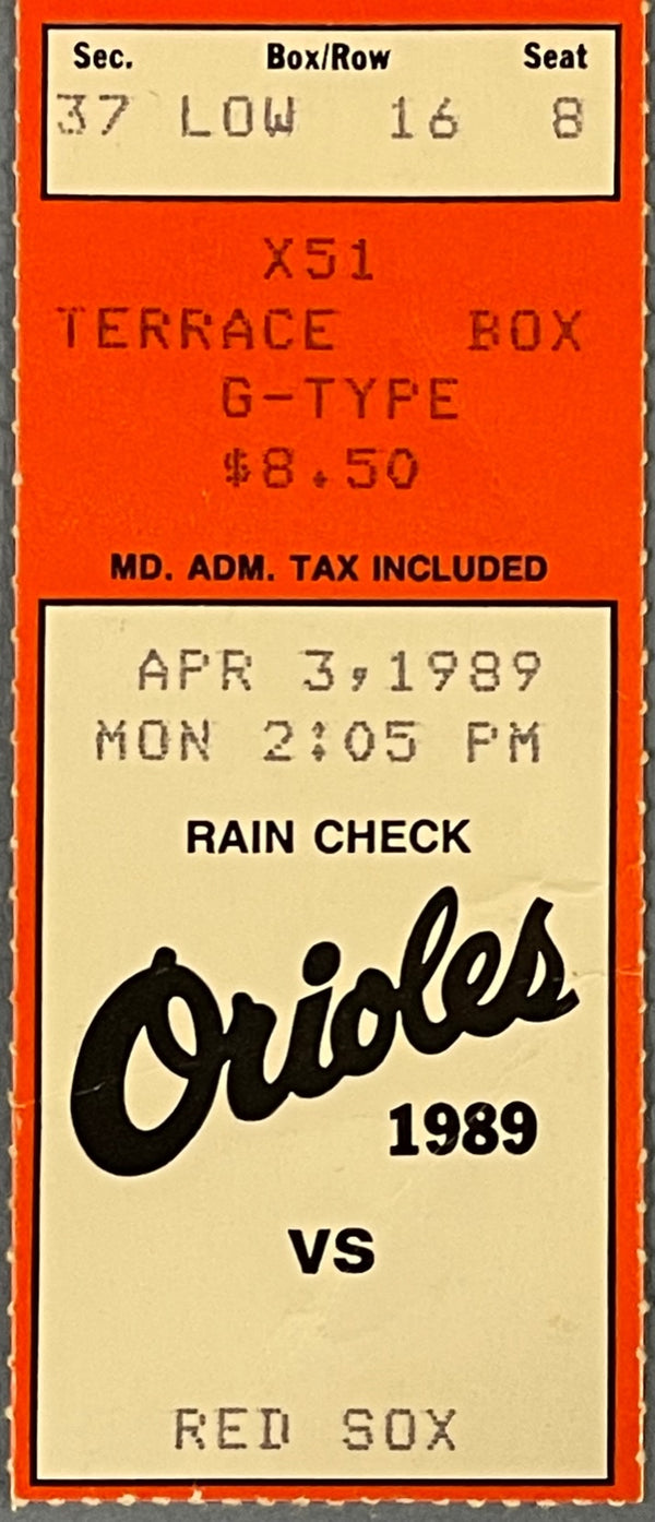 Baltimore Orioles 1989 Game Program (Ticket Stubs)