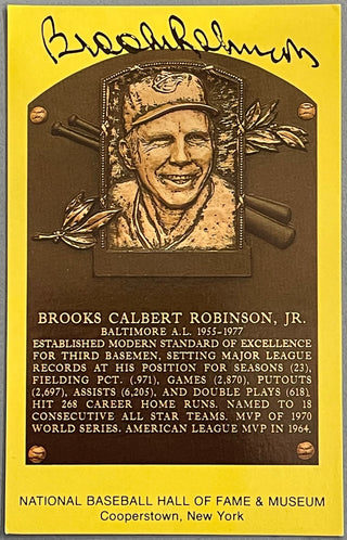 Brooks Robinson Autographed Hall of Fame Plaque Postcard