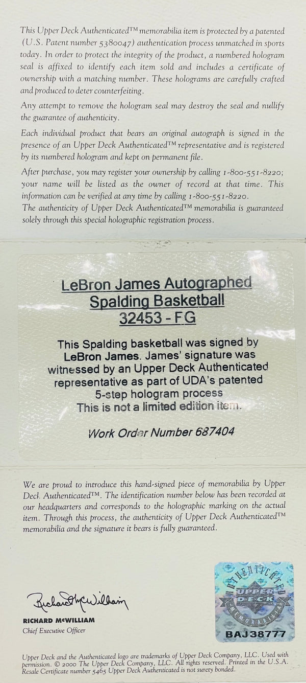 LeBron James Autographed Spalding Official Basketball (UDA)