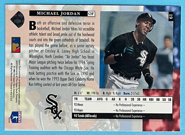 Michael Jordan 1994 Upper Deck Star Rookies Baseball Card White Sox #19