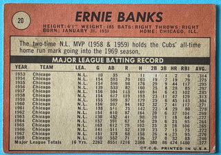 Ernie Banks 1969 Topps Card #20