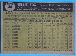 Nellie Fox 1961 Topps Baseball Card #30