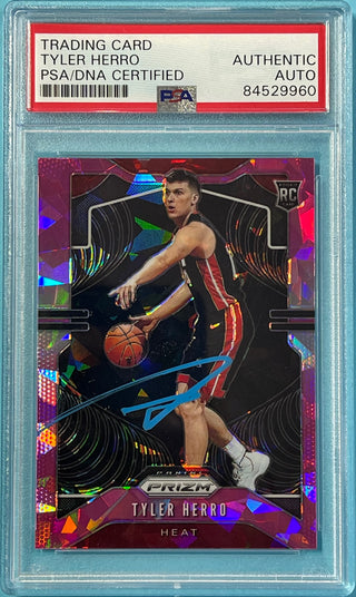 Tyler Herro Autographed 2019-20 Panini Pink Prizm Rookie Card #259 (PSA)