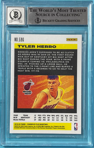 Tyler Herro 2019-20 Panini Chronicles Flux Authentic Beckett 10 Autograph Card