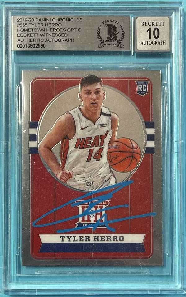 Tyler Herro 2019-20 Panini Hometown Heroes Optic Authentic Beckett 10 Autograph Card